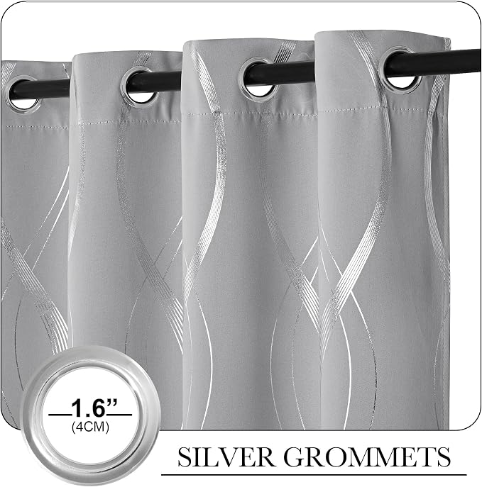 NICETOWN Silver Grey Pattern Curtains - Image 5