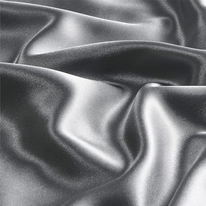BEDELITE Satin Pillowcase with Zipper 4 Pack, Dark Grey Pillow Cases Standard Size, Super Soft and Cooling Similar to Silk Pillow Cases, Gift for Women Men(20x26 Inches)