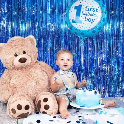 2Pack Blue Tinsel Backdrop Streamers, GCB Party Streamers Backdrop Foil Fringe - Image 4