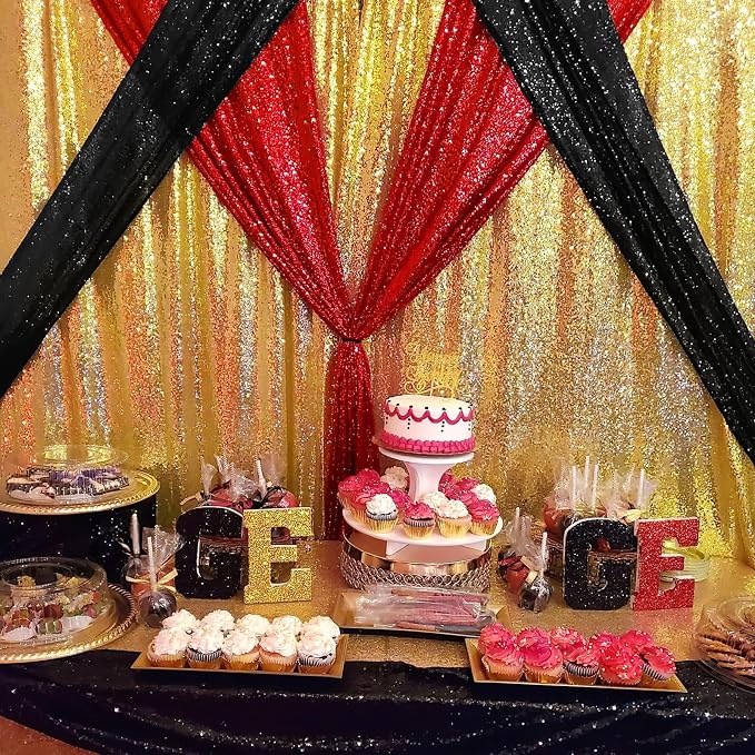 Red Sequin Backdrop Curtains-6 Panels 2FTx8FT Red Backdrop - Image 5