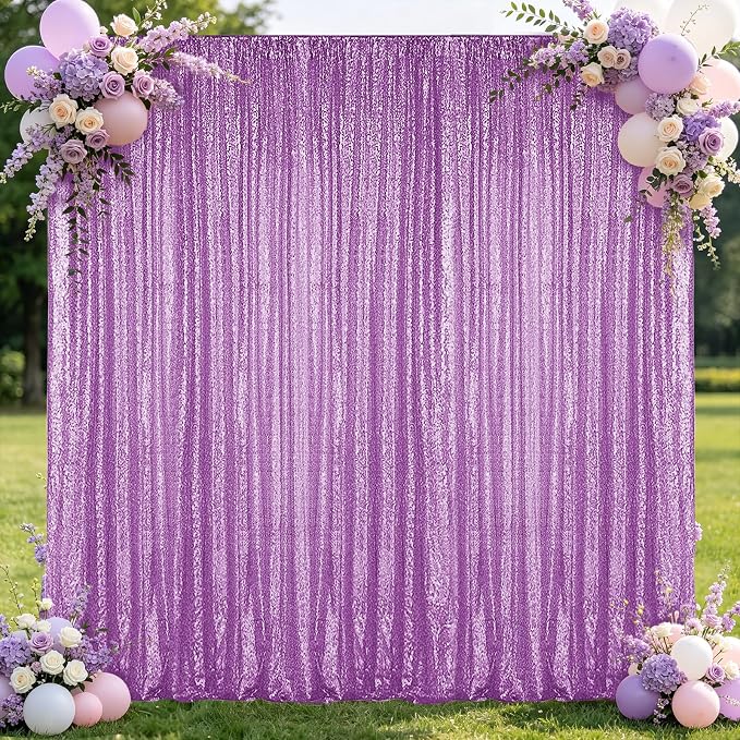 Hahuho Lavender Sequin Backdrop Curtain, Party Decoration（1 Panels, 4FT x 8FT by Hahuho