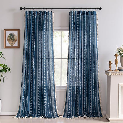 Boho Navy Blue Curtains - Image 2