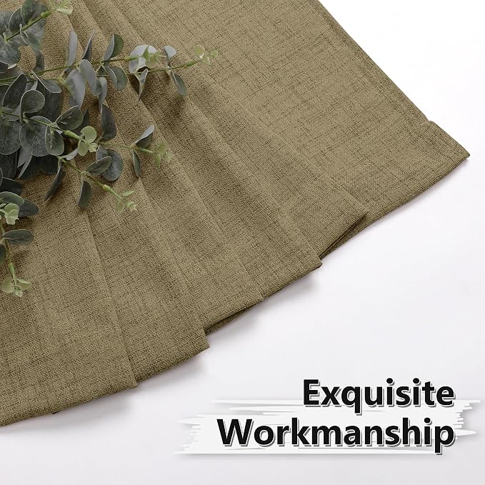 Tollpiz Linen Curtains Living Room Rod Pocket Semi Sheer Curtain Burlap Light - Image 7