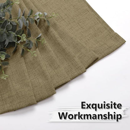 Tollpiz Short Linen Curtain Bedroom Rod Pocket Semi Sheer Curtains Burlap Light - Image 7