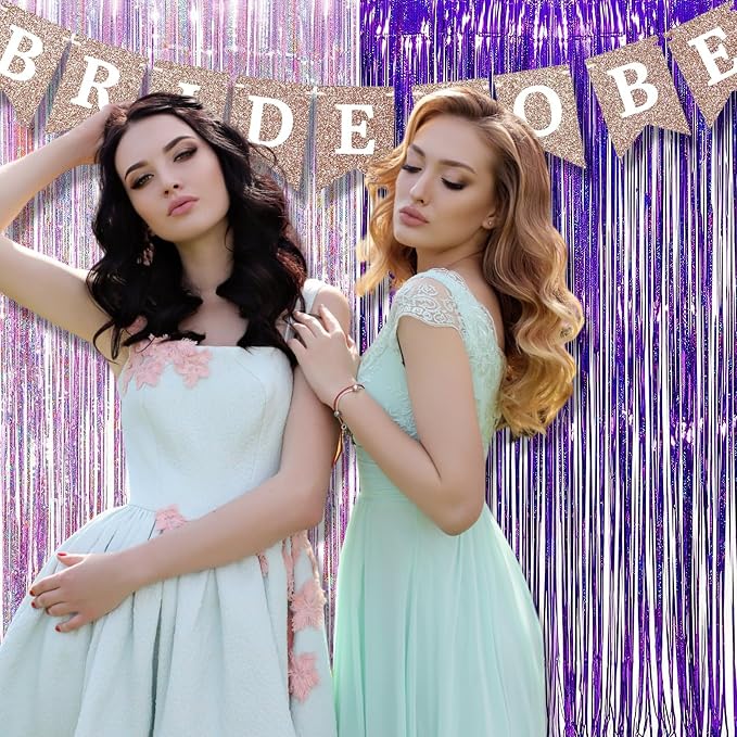 BRAVESHINE Party Streamers Backdrop | Tinsel Foil Fringe Curtains | 1 Purple 1 - Image 4