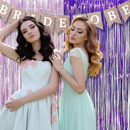 BRAVESHINE Party Streamers Backdrop | Tinsel Foil Fringe Curtains | 1 Purple 1 - Image 4