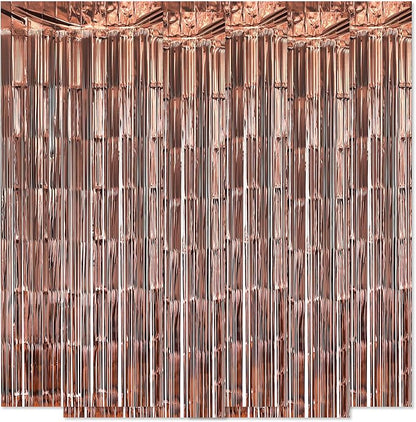 5 Pack Brown Fringe Backdrop 3.2ft x 8.2ft Silver Foil Fringe Curtains Party by Ohiyoo