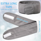 Hoteam 30 Pack Spa Headband Facial Esthetician Hair Wrap for Women Adjustable Makeup Sports Shower Stretch Towel with Tape(Gray)