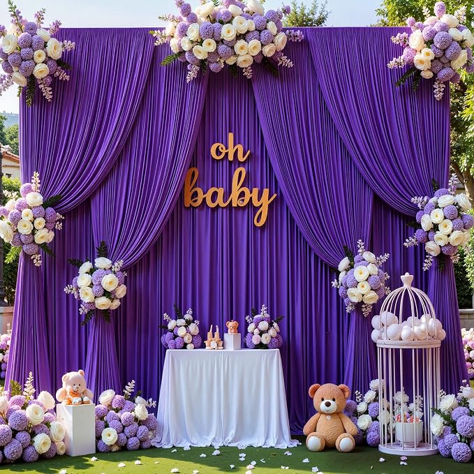50ftx10ft Wrinkle Free Purple Backdrop Curtains - Image 5
