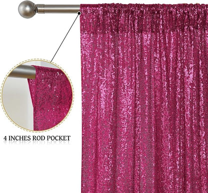Sugargirl Fuchsia Sequin Backdrop Curtain 6 Panels 2FTx8FT Glitter Fuchsia - Image 4