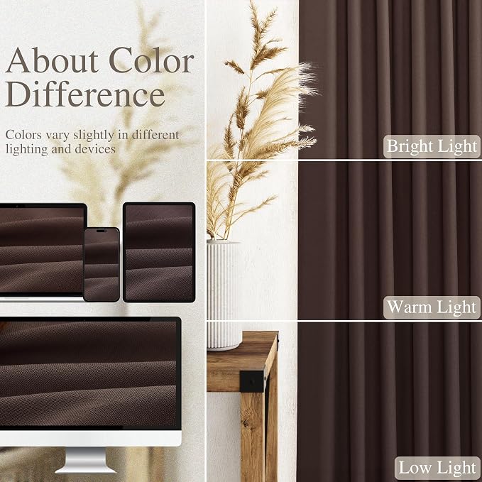 Coffee Linen Curtains 102 Inches Long - Image 4
