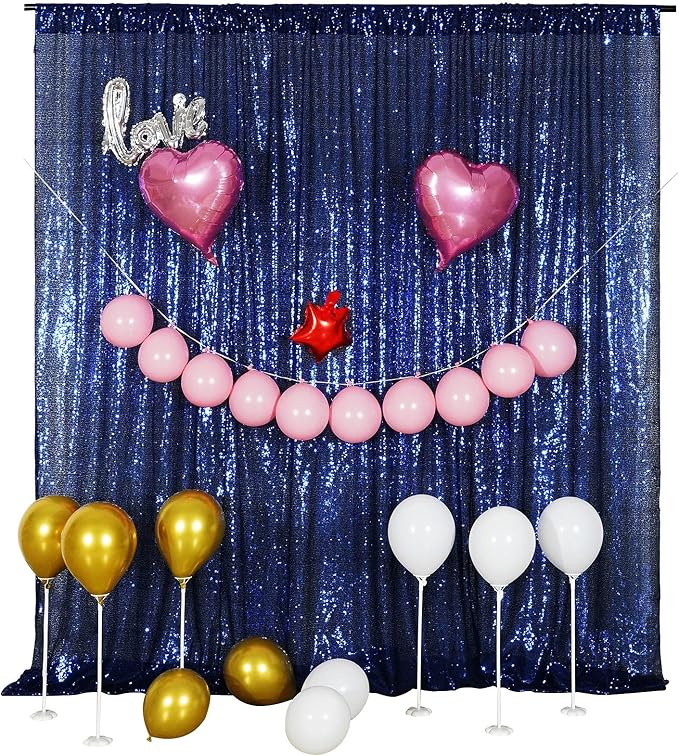 Poise3EHome Blue Sequin Backdrop, 10FT x 10FT Sequin Photography Backdrop - Image 2