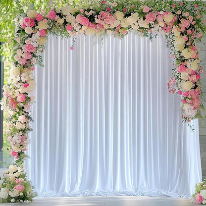 White Backdrop Curtain for Wedding Parties Backdrop Drapes 10x10FT | Wrinkle by Wokceer