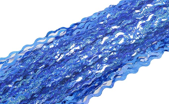 4 Pack 3.3 ft x 6.6 Wavy Sparkle Dark Blue Foil Fringe Backdrop Curtain - Image 7