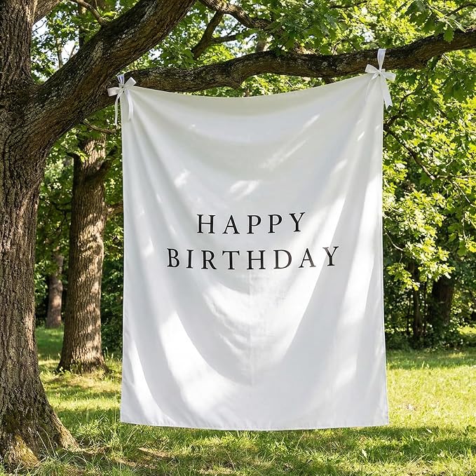 Oudain 29×39 Inch Happy Birthday Burlap Banner, Fabric Party Decorations by Oudain