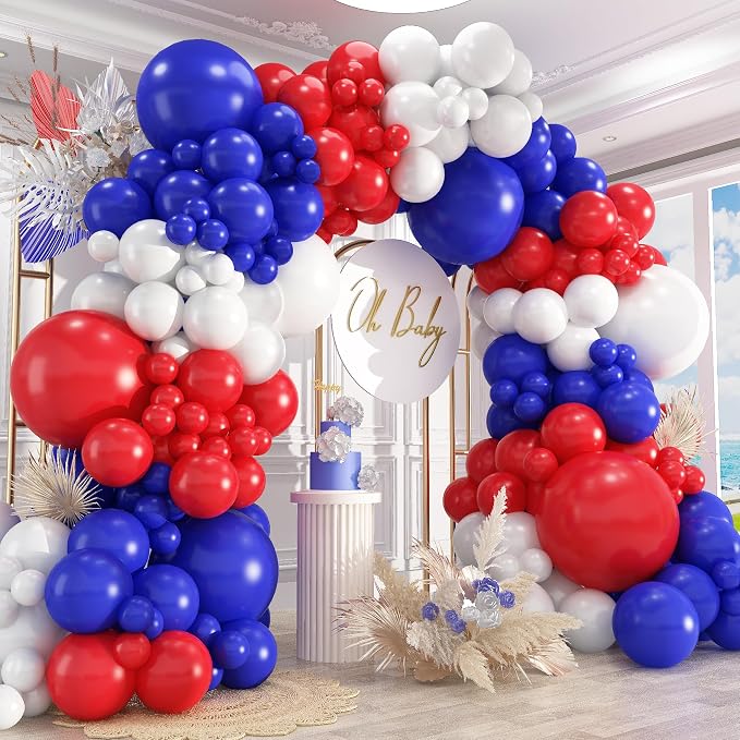 412Pcs Red White and Blue Balloons Garland Arch Kit, 5 10 12 18 inch Red White by PAXILE
