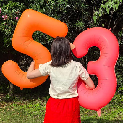 Orange Birthday Number 2 Balloon 40 inch Fluorescent Orange Number 2 | Helium - Image 4