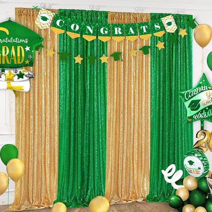 Sequin Backdrop Curtains 6 Packs 2ftx8ft Green Photo Background Drapes | - Image 6