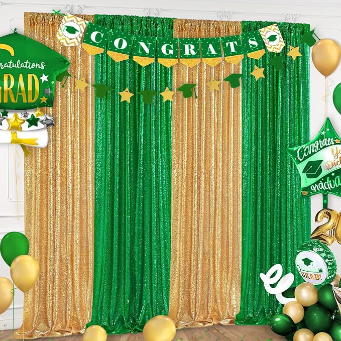 6x8FT Glitter Green Sequin Backdrop Curtain - Image 3