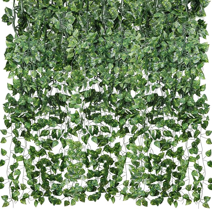 CEWOR 48 Pack 7 Feet Artificial Ivy Garlands, Fake Vines Greenery Hanging by CEWOR