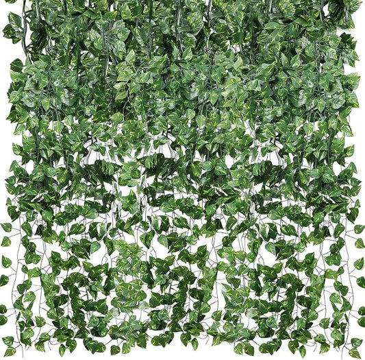 CEWOR 48 Pack 7 Feet Artificial Ivy Garlands, Fake Vines Greenery Hanging by CEWOR