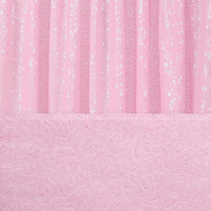 Pink Sequin Backdrop Curtains 4 Pcs 2ftx8ft Glitter Shimmer Fabric | Sparkly - Image 4