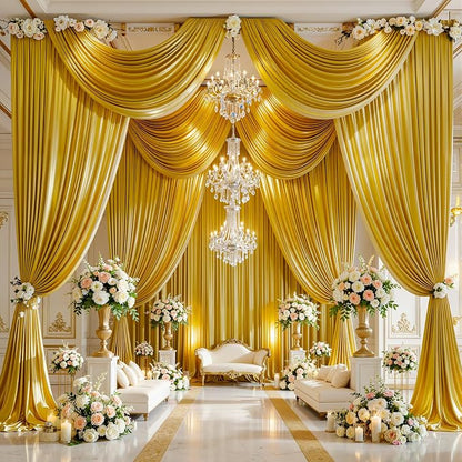 40x10ft Dark Gold Glitter Backdrop Curtain - Image 3