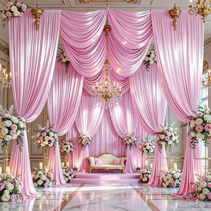 30x10ft Pink Glitter Backdrop Curtain - Image 3