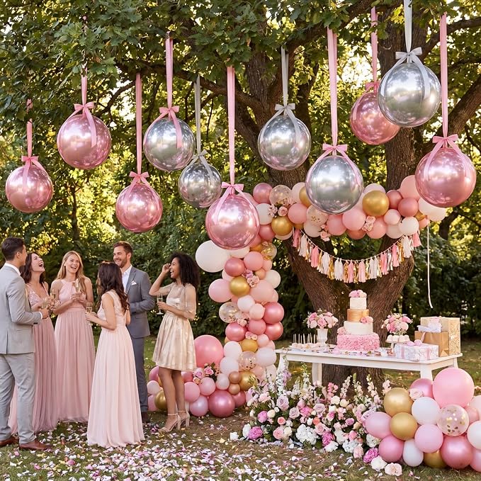 Jenaai 30 Set Round Foil Balloons Bulk 22 Inch 4d Metallic Giant Balloons Set - Image 3