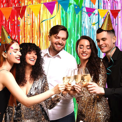 Crosize 2 Pack Rainbow Party Streamers Backdrop, 3.3 x 9.9 ft | Tinsel Foil - Image 8