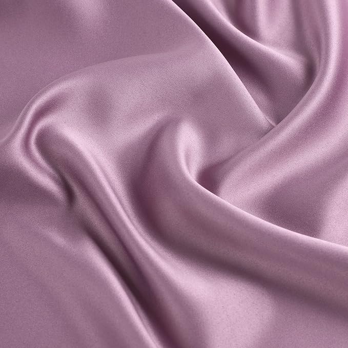 uxcell 2 Pack Silk Satin Pillowcase for Hair and Skin, Cool, Silky, Soft Breathable Pillow Cases King Size 20x36 Inch Sateen Pillowcase Mauve with Envelope Closure