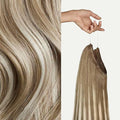 Luxy 100% Remy Human Hair – Halo Clip-In Hair Extensions –Natural Looking Volume & Length - One-Piece - Easy 5-Min Application 150 grams 12" Natural Blonde Balayage