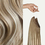 Luxy 100% Remy Human Hair – Halo Clip-In Hair Extensions –Natural Looking Volume & Length - One-Piece - Easy 5-Min Application 180 grams 20" Dimensional Natural Blonde