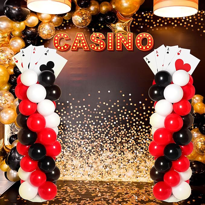 2 Sets Casino Theme Party Decoration Adjustable Poker Themed Balloon Column - Image 3