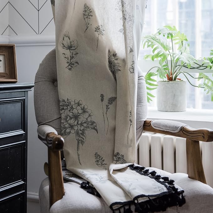 Sutuo Home Boho Curtain with Handmade Tassels, Rod Pocket Window Treatment - Image 5