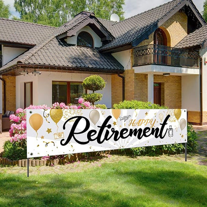 Blulu Retirement Decoration Banner 72.8 x 15.7 Inch Large Fabric Yard Sign by Blulu