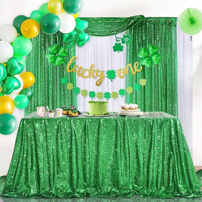 Green Sequin Curtains Backdrop 6 Pcs 2FTx8FT Shiny Shimmer Fabric | Glitter - Image 6