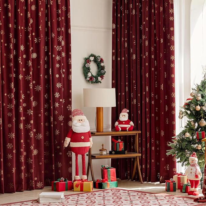 Beauoop Christmas Red Velvet Curtain - Image 7