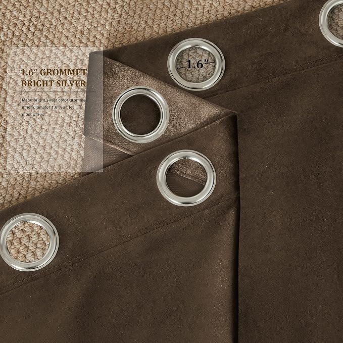BULBUL Velvet Brown Blackout Curtains 90 inch Long - Image 3