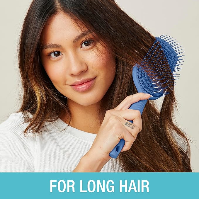 Conair Scalp Care Detangling hairbrush - Curly Hair Brush - Scalp Massager - hairbrushes for women & men - detangler for all lengths and types - can use wet or dry - Blue Aura