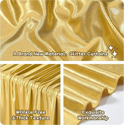 leegleri 30x10ft Thick Gold Glitter Backdrop Curtain Panels - Image 4