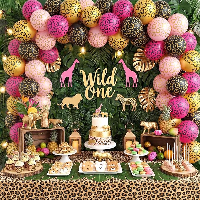 Gejoy 36 Pcs Black Rose Red Pink Gold Cheetah Balloons Leopard Print Balloons - Image 2