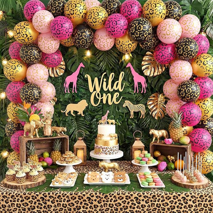 Gejoy 36 Pcs Black Rose Red Pink Gold Cheetah Balloons Leopard Print Balloons - Image 2