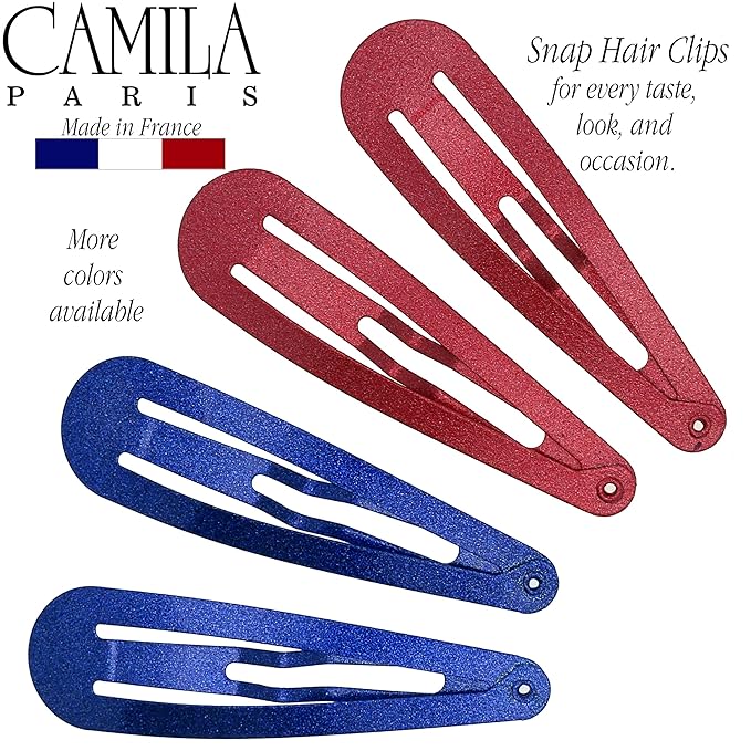 Camila Paris CP1330H French Hair Barrettes Clips, Snap Hair Slides Clic Clac for Women, Styling Girls Side Slide-in Metal Snap Pin Hair Accessories for Women. Strong Hold, No Slip Grip, Made in France