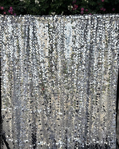 9FTx10FT Silver Sequin Backdrop 1 Panel, 18MM Large Payette Sequins Backdrop - Image 4