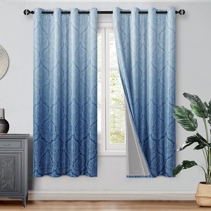 DWCN 100% Blackout Curtains for Bedroom 63 Inch Long by DWCN