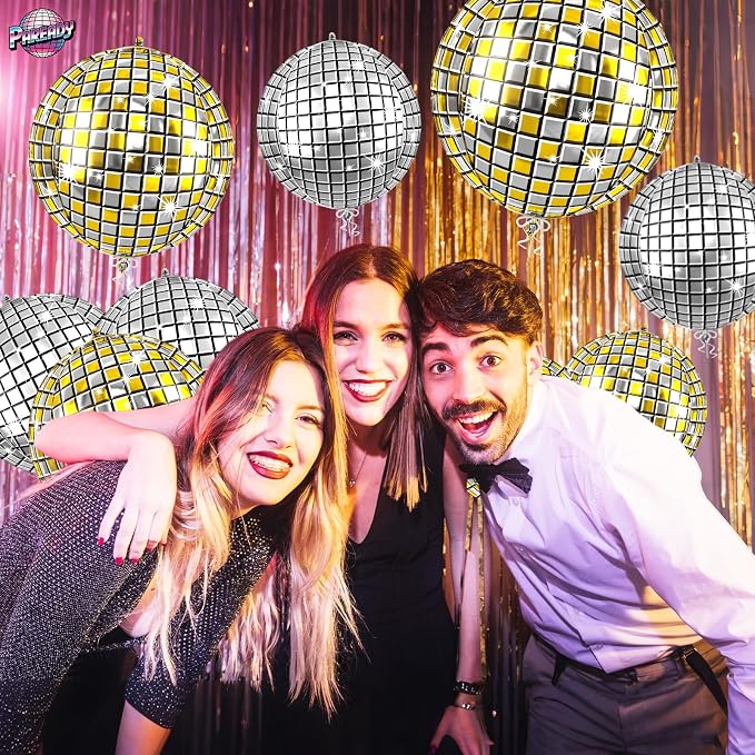 6pcs 22 Inch Gold and Silver Disco Ball Balloons - Image 4