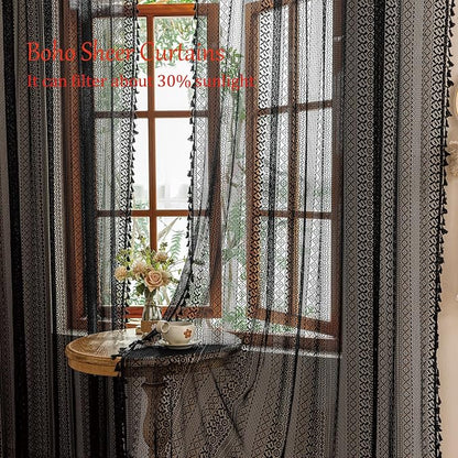 Sutuo Home Black Boho Lace Curtains 96 inches long - Image 4
