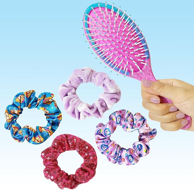 Luv Her Paw Patrol Hair Accessories Set - 9 inch Detangling Brush, 4 Scrunchies & Hair Ties for Girls