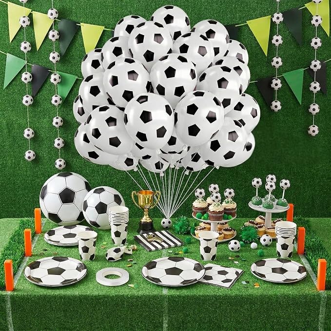 Black White Soccer Ball Balloons, 12 Inch Soccer Printed Balloon - Image 5
